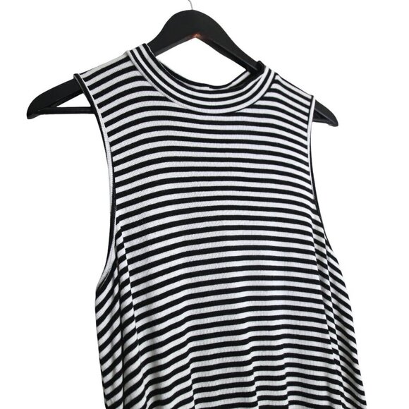 Anthropologie Pure + Good Striped Tank Top Mock Neck Casual Sleeveless Sz Medium - Picture 2 of 6